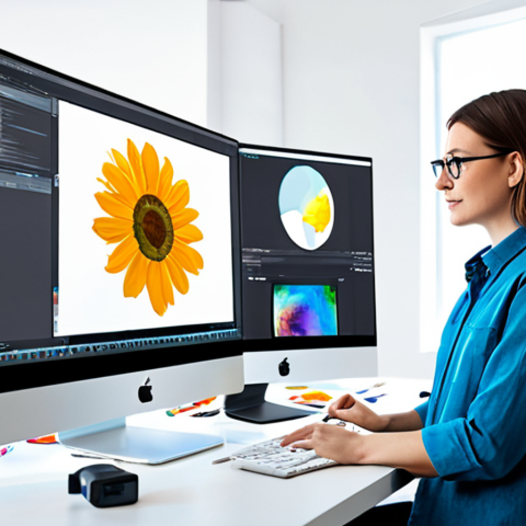 "A professional artist in a brightly lit studio, experimenting with AI-powered painting software on a large monitor, fully clothed, appropriate attire, safe for work, perfect anatomy, natural proportions, digital art, high quality, modern workspace, family-friendly."