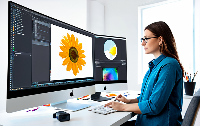 "A professional artist in a brightly lit studio, experimenting with AI-powered painting software on a large monitor, fully clothed, appropriate attire, safe for work, perfect anatomy, natural proportions, digital art, high quality, modern workspace, family-friendly."