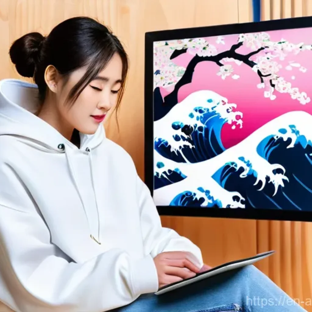 AI 아트의 문화적 차별성 - **Prompt:** A young East Asian artist, female, in her early 20s, wearing stylish and modest contempo...